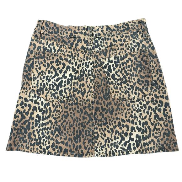 Gap Women's Mid Rise Denim Leopard Mini Skirt Size 4 - Picture 3 of 7